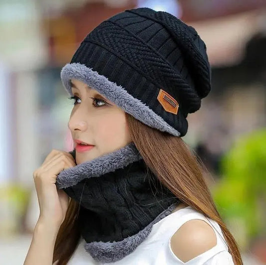 Wool Cap With Neck Warmer | Beanie And Scarf Set With Fleece Mask | Winter Thermal Wool Cap For Men And Women (Blue)