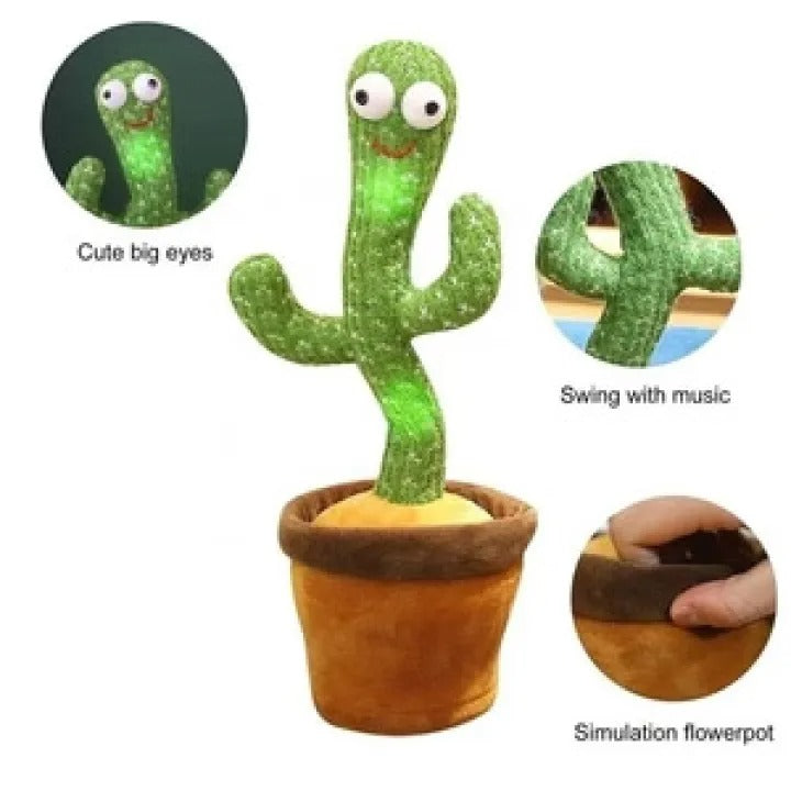Dancing Cactus Toy | Talking Cactus | Tree Cactus Plush Toy for Children, Kids & Toddlers - Rechargeable Cactus Toys For Kids - With Box - With Cap
