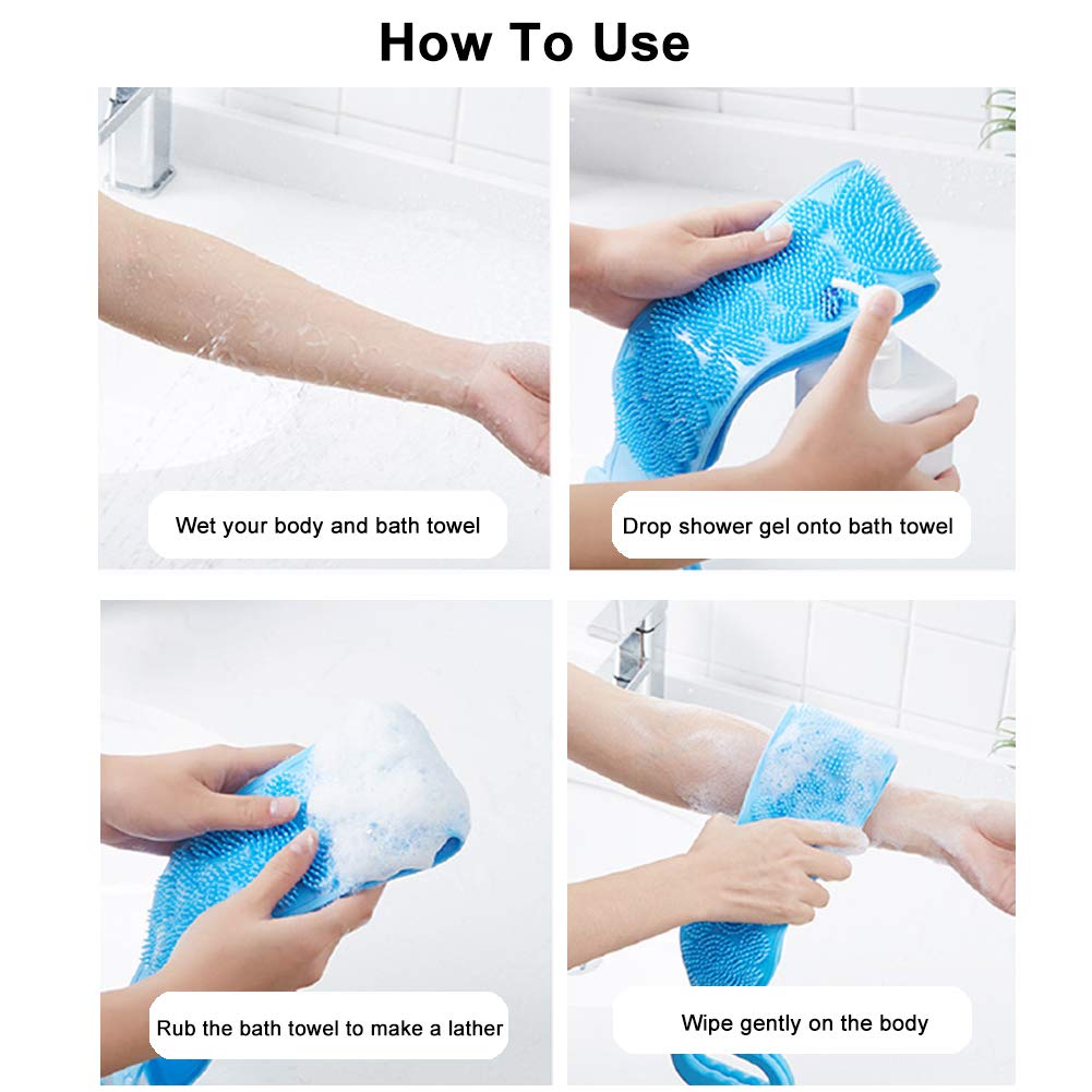 Pack of 2 Silicone Back Scrubber Bath Belt, Bath Scrubber (random Color)