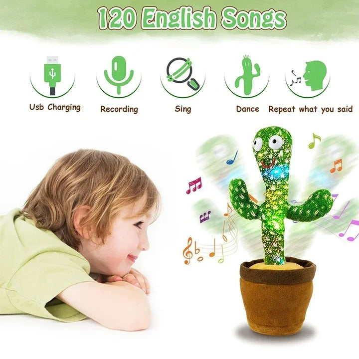 Dancing Cactus Toy | Talking Cactus | Tree Cactus Plush Toy for Children, Kids & Toddlers - Rechargeable Cactus Toys For Kids - With Box - With Cap