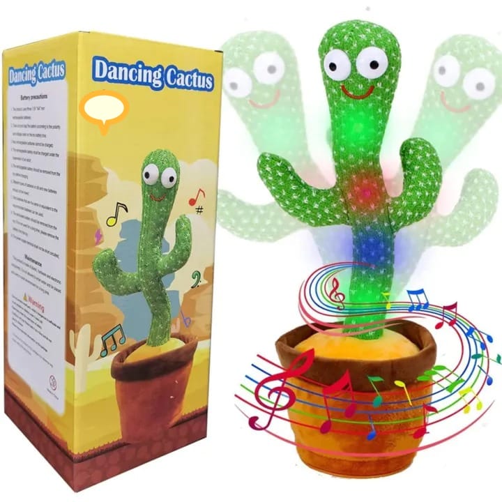 Dancing Cactus Toy | Talking Cactus | Tree Cactus Plush Toy for Children, Kids & Toddlers - Rechargeable Cactus Toys For Kids - With Box - With Cap