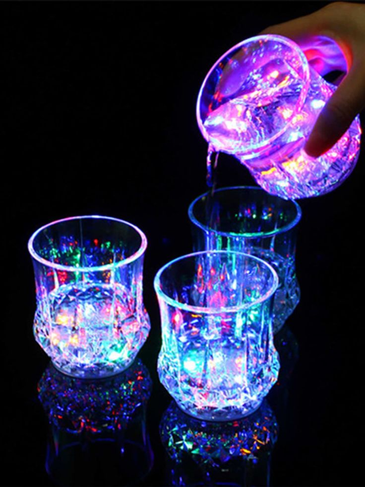 Plastic Led Flashing Cup Led light Cup Water Hanging Glass( With Box )