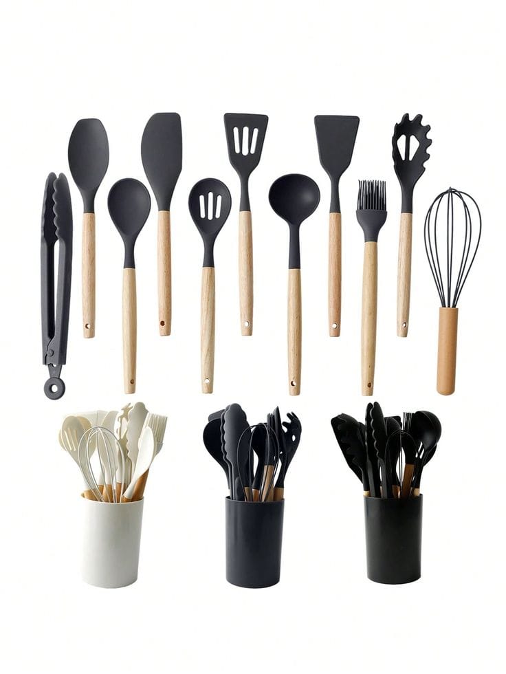 12 Pcs Silicone Cooking Utensils Kitchen Utensil Set | Random color