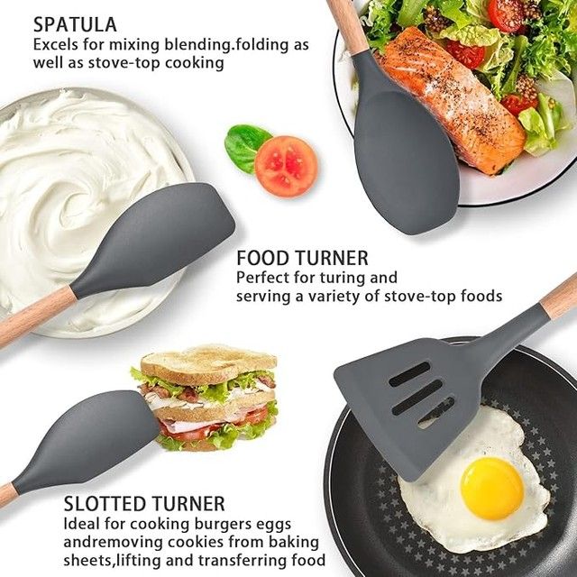 12 Pcs Silicone Cooking Utensils Kitchen Utensil Set | Random color