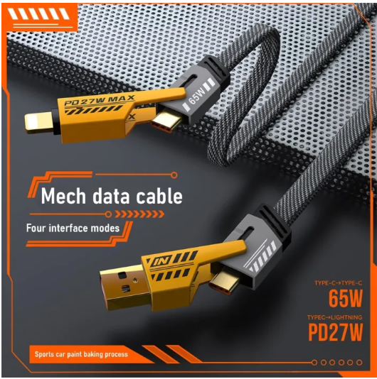 4 In 1 Data Cable Pack Of 2 – Usb-c & Lightning Connectors