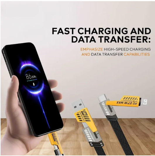 4 In 1 Data Cable Pack Of 2 – Usb-c & Lightning Connectors