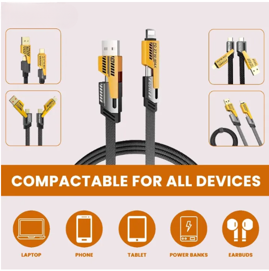 4 In 1 Data Cable Pack Of 2 – Usb-c & Lightning Connectors