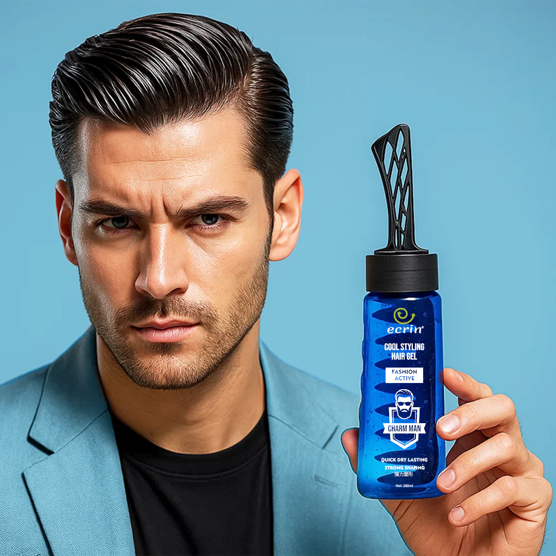 ECRIN Cool Styling Hair Gel with Active Collagen | Strong Hold, No Flakes, Nourishing Formula for All Hair Types, Daily Use Gel with Refreshing Cool Effect (280ml)